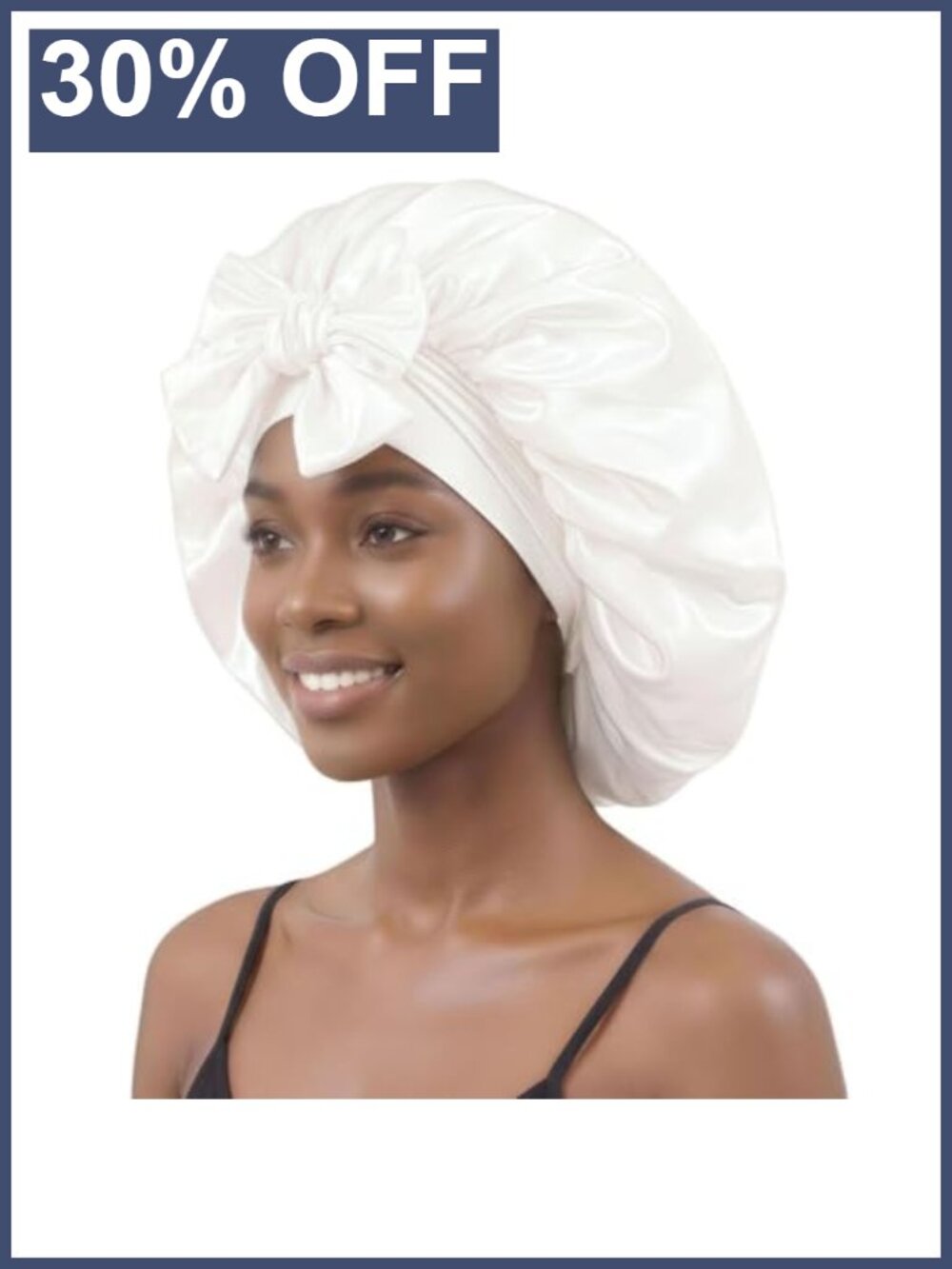 Satin Sleep Bonnet for Curly Hair Adjustable Tie Band All-Night Protection
